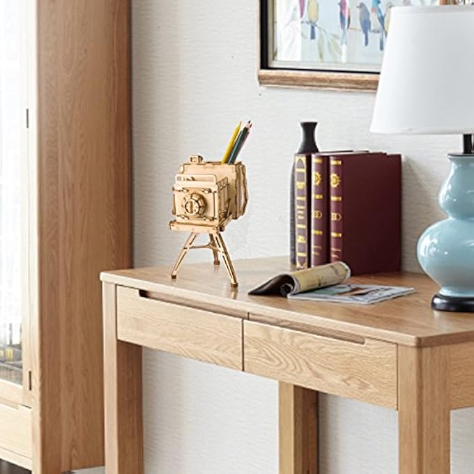 VINTAGE CAMERA MODEL KITS TO BUILD 3D WOODEN PUZZLE TOY DIY PEN CONTAINER CRAFT KIT FOR ADULTS AND KIDS - Image 3